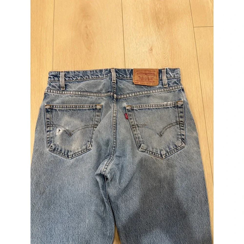 Levis 505 Regular Fit Straight Leg Jeans Mens‎ 33x30 Light Vintage Distressed